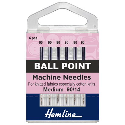Hemline Sewing Machine Needles - Ball Point - Medium/Heavy 90/14 - 5 Pieces