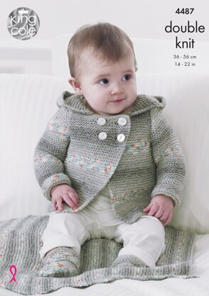 Hooded Jacket, Blanket & Bootees in King Cole Drifter For Baby DK - 4487 - Downloadable PDF