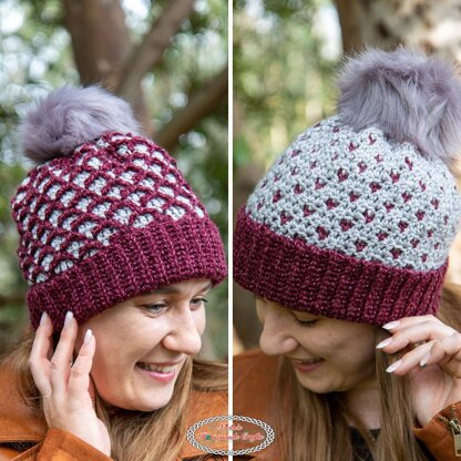 Reversible Diamonds Hearts Hat