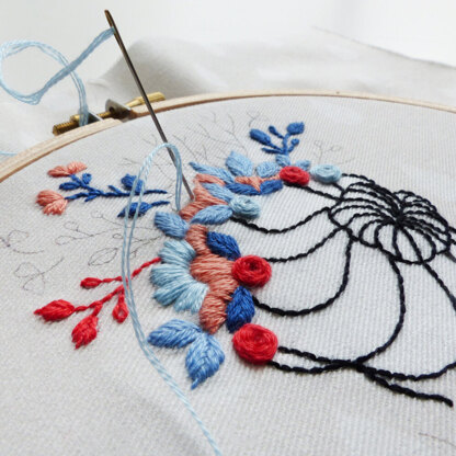 Tamar Flower Crown Lady  Printed Embroidery Kit - 6in