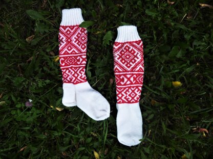 Red white knee high socks