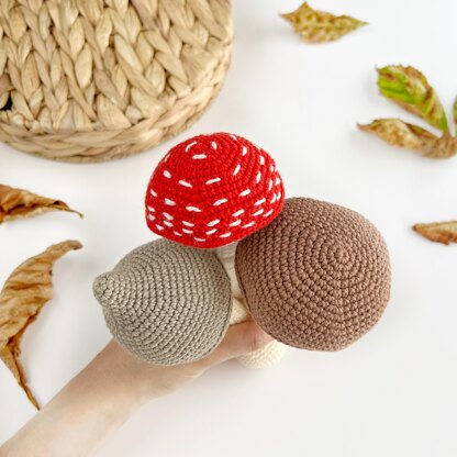 Crochet mushrooms pattern no sew Amigurumi toy Fall crochet pattern decor