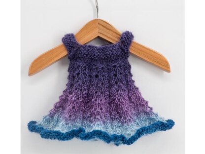 Flower Dress for 13 inch Little Darling dolls,  Doll Clothes Knitting Pattern.