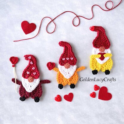 Crochet Valentine's Day Gnome Applique