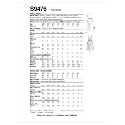 Simplicity Damenkleid S9476 - Schnittmuster, Größe 18W-20W-22W-24W