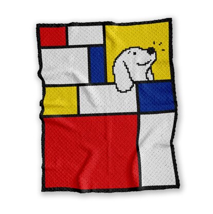 Mondrian Puppy Dog Blanket C2C Crochet Pattern, 100x120 blocks graph