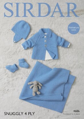 Blanket, Bootees, Helmet and Jacket in Sirdar Snuggly 4Ply - 4686