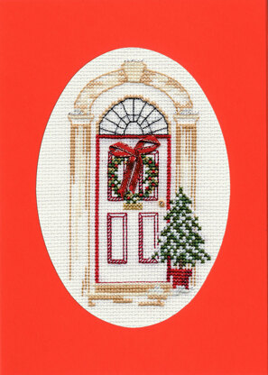 Bothy Threads Christmas Card - Christmas Door Cross Stitch Kit - 9 x 13cm