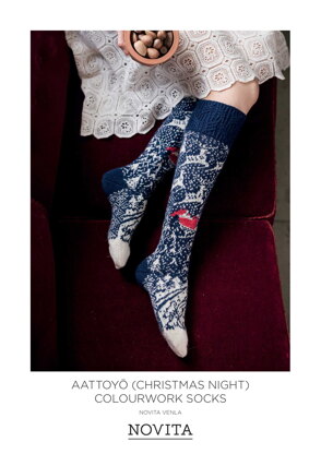 Aattoyö (Christmas Night) Colourwork Socks in Novita - 0070011 - Downloadable PDF