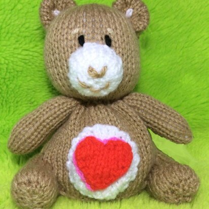 Tender Heart Care Bear choc orange cover / toy - knitting pattern