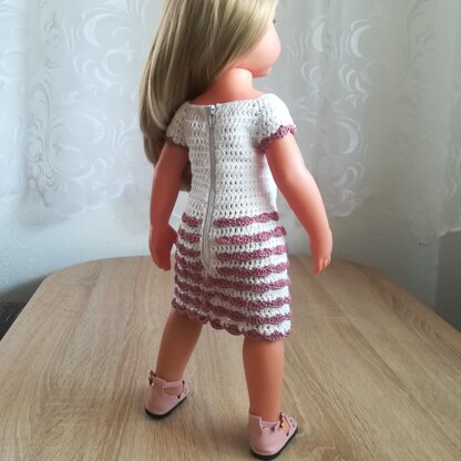 Crochet pattern Doll Dress with Ruffles