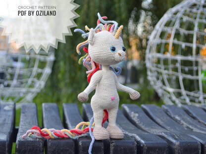 Crochet Pattern Amigurumi Rainbow the unicorn toy