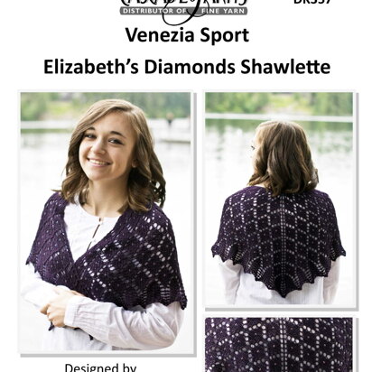 Elizabeth's Diamonds Shawlette in Cascade Yarns Venezia Sport  - DK357 - Downloadable PDF