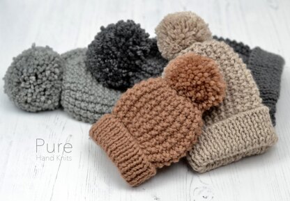 Zeke CHUNKY Simple Texture Bobble Hat