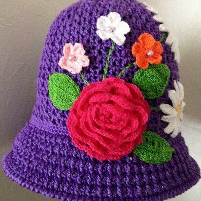 My Flower garden crochet summer hat