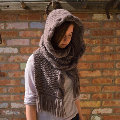 Hooded Cabled Scarf