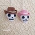 Cowboy Skull charm crochet pattern, Car hanging cowboy skull, Halloween ornament