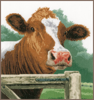 Lanarte Counted Cross Stitch Kit Wondering Cow Cross Stitch Kit - 35cm X 35cm/14in X 14in