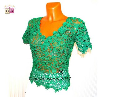 Emerald lace blouse