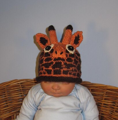 Baby Giraffe  Hat animal roll brim beanie