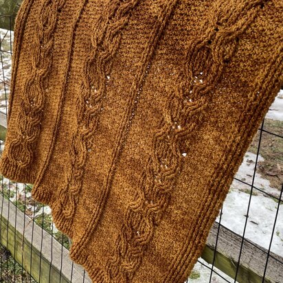 Glazed Pecan Cabled Lap Blanket