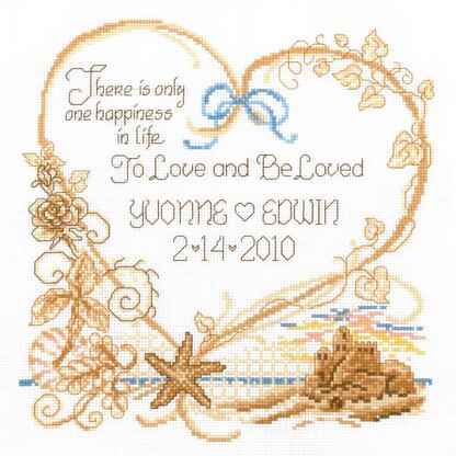 Imaginating Counted Cross Stitch Kit Seaside Wedding Record (14 Count) - 7.5in x 8in