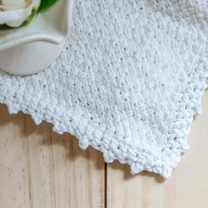 Diagonal Basket Weave Washcloth with Picot Edge