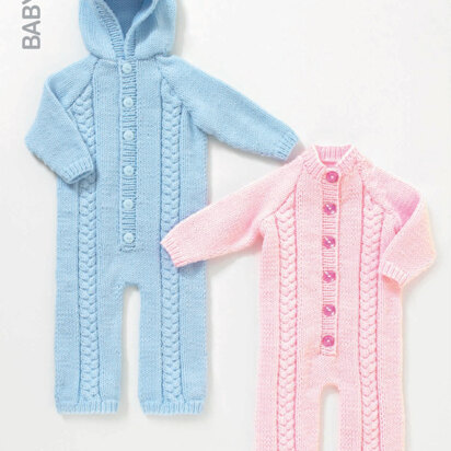 Round Neck and Hooded All-In-One in Hayfield Baby Aran - 4501