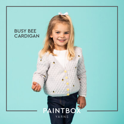 Busy Bee Cardigan - Free Knitting Pattern For Babies and Kids in Paintbox Yarns Baby DK by Paintbox Yarns