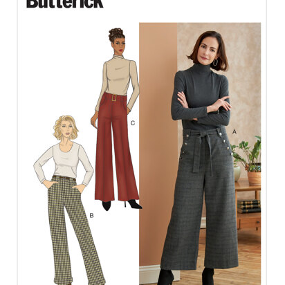 Butterick Misses'/Misses' Petite Pants, Sash & Belt B6715 - Sewing Pattern