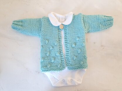 Baby Bobble Cardigan and Bonnet Set in Aran knit