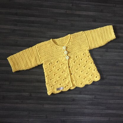 Daisy Baby Cardigan Hat and Booties Set