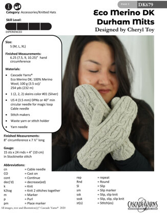 Durham Mitts in Cascade Yarns Eco Merino DK - DK679 - Downloadable PDF