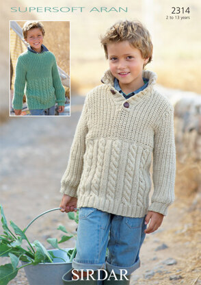 Round Neck and Stand Up Neck Sweaters in Sirdar Supersoft Aran - 2314 - Downloadable PDF