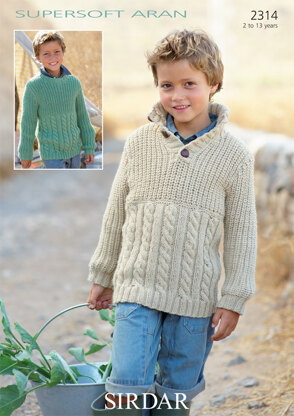 Round Neck and Stand Up Neck Jumpers in Sirdar Supersoft Aran - 2314 ...