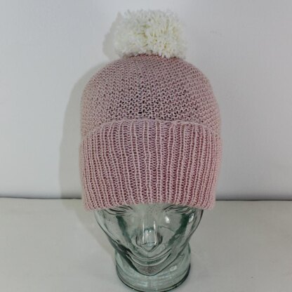 4 Ply Unisex Moss Stitch Bobble Beanie Circular