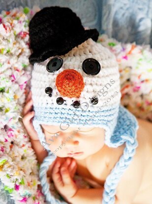 Baby snowman hat, Noel the Snowman