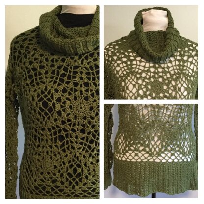 Lace Motif Cowl Sweater