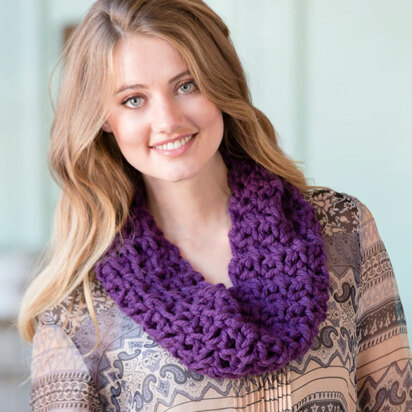 Uniquely You Plum Cowl in Red Heart Mixology Solids - LW4930 - Downloadable PDF