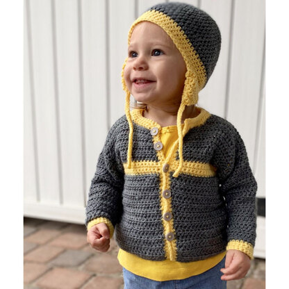 Plymouth Yarn 3381 Crocheted Cottage Baby Cardigan and Hat PDF