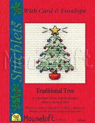 Mouseloft Traditional Tree Card Christmas Stitchlets Cross Stitch Kit - 100 x 125 x 12