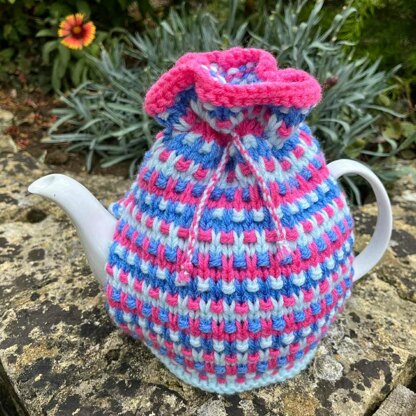 Lilac Speckled Rib 4 Cup Teapot Cosy Knitting Pattern
