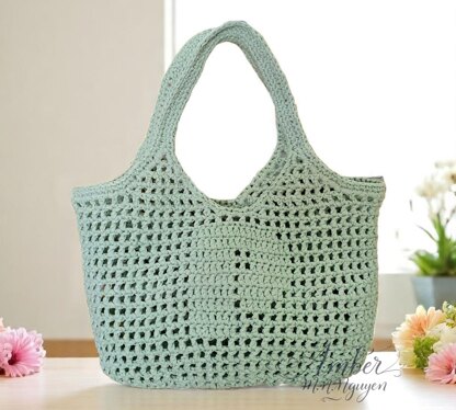 Signature Filet Carryall Crochet Pattern - Customizable Initial Bag - Digital Download