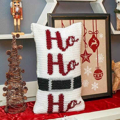 Ho Ho Ho Crochet Pillow Cover