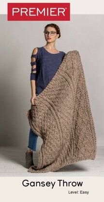 Gansey Throw in Premier Yarns Mega Tweed - Downloadable PDF
