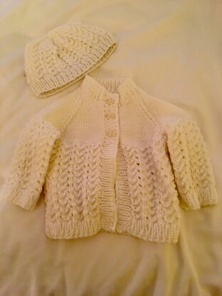 Lullaby Cardigan and hat