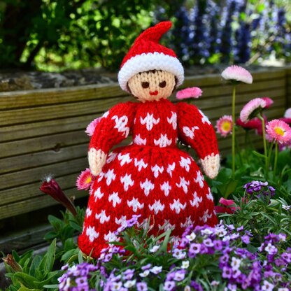Anneke - Christmas Elf Folk Doll Knitting Pattern.