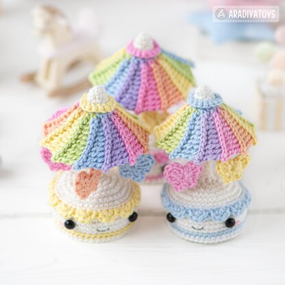 Amigurumi Crochet Pattern for kawaii music box carousel butterfly by AradiyaToys gift tutorial PDF file easy amigurumi pattern DIY project by AradiyaToys (Olka Novytska)