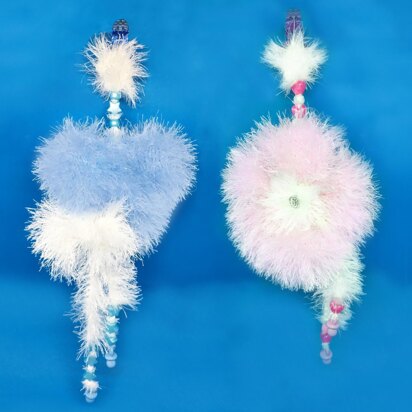 Fluffy Pram Charms 1, heart and flower