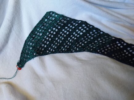 Flora shawl in Its a Wrap Rainbow Not blocked #3